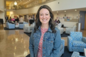 Woman smiles at camera at Mount Saint Mary College