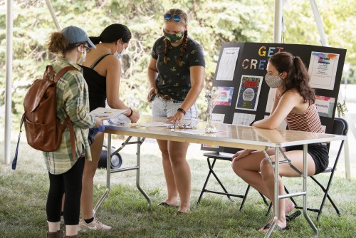 Students getting information at club fair