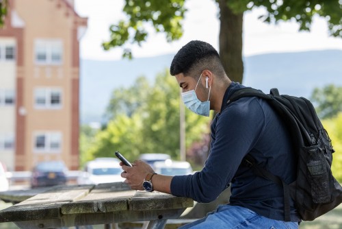 Student using mobile phone