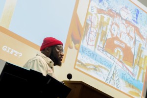 Danangelo “A.J.” Spencer ’17 recently discussed his success as an artist with Mount Saint Mary College students