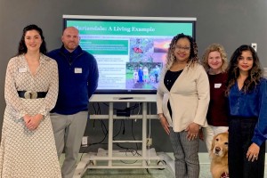 Students from Professor Nancy Gartin Checchi’s Advanced Mental Health II course presented their workshop, “Urban Green Space, Mental Health, and Solidarity with Refugees: Promoting Dignity and Community Well-Being,” at the Center at Mariandale. Left to ri
