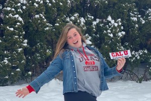 Laynie Callo celebrating her acceptance to California University of Pennsylvania.