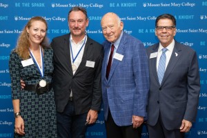 Left to right, Kirsten and Sims Foster, Mount Saint Mary College17th Annual Gala honorees; Joseph A. Bonura, a local restaurateur; and Dr. Robert Gervasi, president of the Mount.