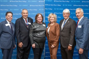 Dr. Robert Gervasi, president of Mount Saint Mary Collage; Alan Seidman, a local leader in construction and his wife, Robin; James P. Smith, Jr., founder of Advance Testing Company, Inc., and his wife, Nancy; and Lou Bach ’82, Chair of the Mount’s Board o
