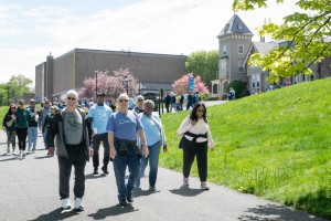 People walking at Mount Saint Mary College. 