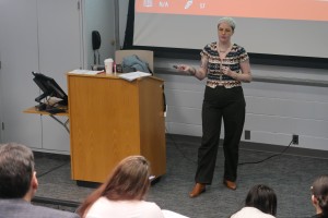 Taleese Morrill, LMSW, facilitates a Youth Mental Health First Aid training session at Mount Saint Mary College on Wednesday, March 11. Hosted by the Student Health and Wellness Center, the workshop taught faculty and staff how to recognize, understand, a