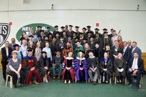 Smiling people at a graduation. 