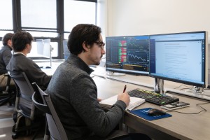 ALT: A Mount Saint Mary College student types on a keyboard.