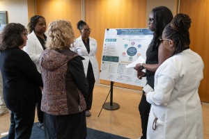 Students describe their research. Mount Saint Mary College students discusses their findings with faculty members and fellow students during the iROC research symposium on Wednesday, April 29. 