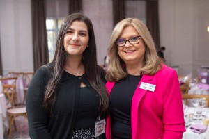 Mount Saint Mary College student Danielle Kalinowski (left) accepts the inaugural Women’s Empowerment Scholarship from United Way of the Dutchess-Orange Region President and CEO Jeannie Montano (right) during a luncheon at The Grandview on February 25. Ph