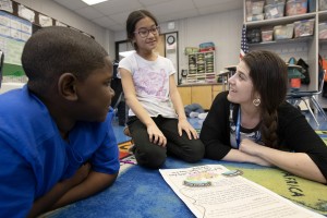Jennifer Krom, a third grade Horizons on the Hudson teacher with students