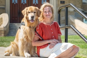 Nancy Checchi, professor of Practice in Nursing and the Psychiatric Mental Health Nurse Practitioner Program Coordinator at Mount Saint Mary College, with her golden retriever Mac on September 2.