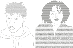 Student self-portraits created exclusively through typography - Mount Saint Mary College