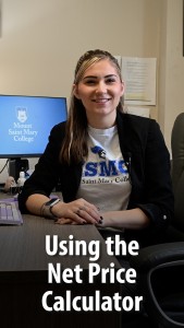 Mount staff member with the text "Net Price Calculator" at the bottom of the image. 