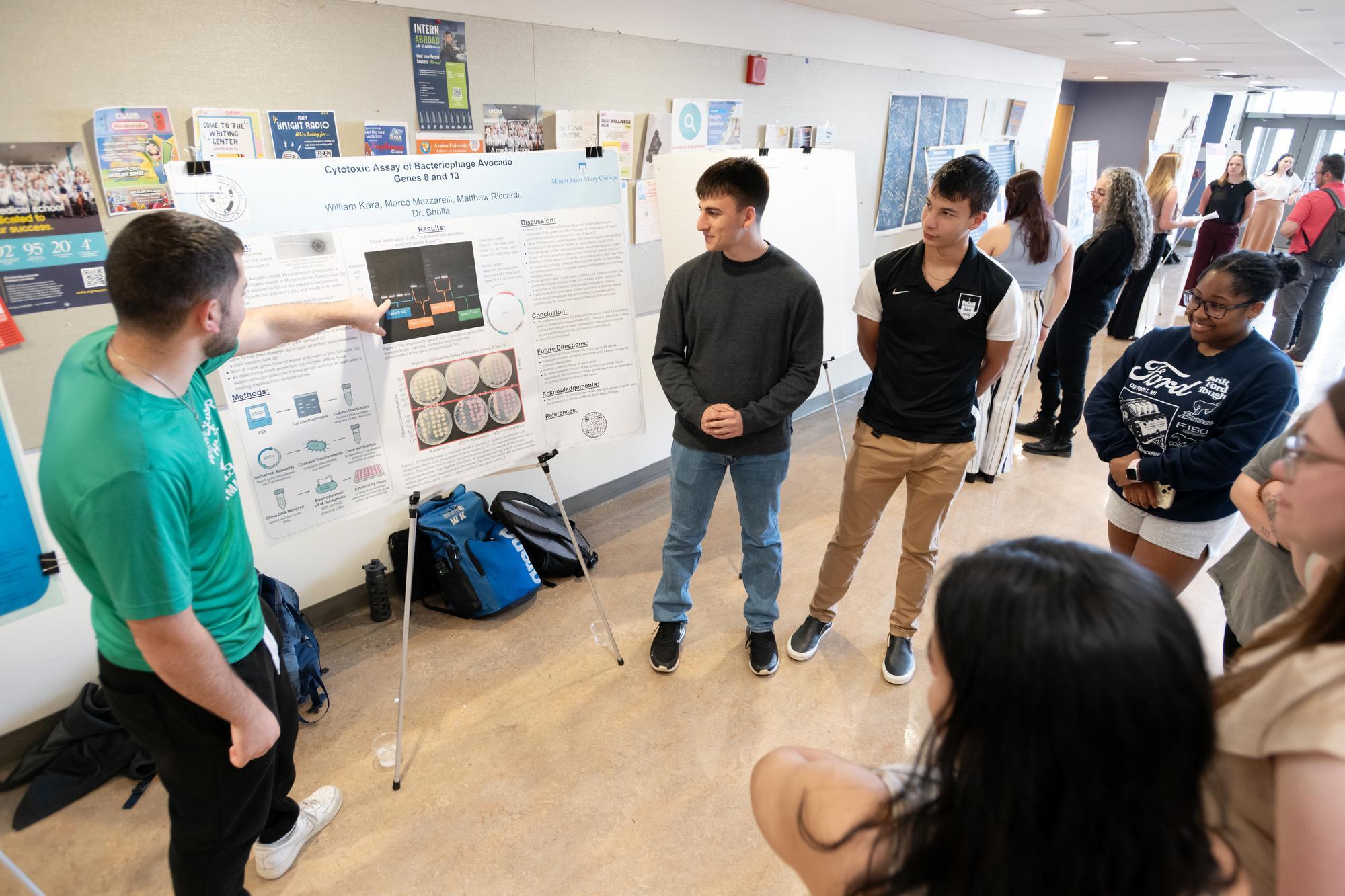 Student presenting research