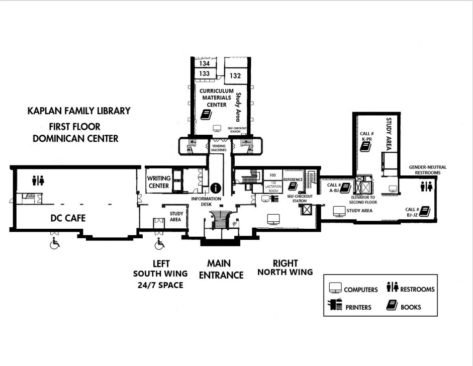 Map of the library's first floor