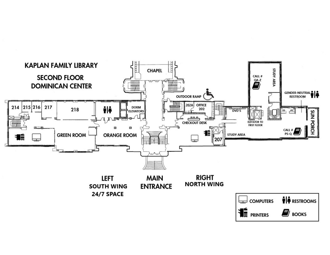 Map of the library's second floor