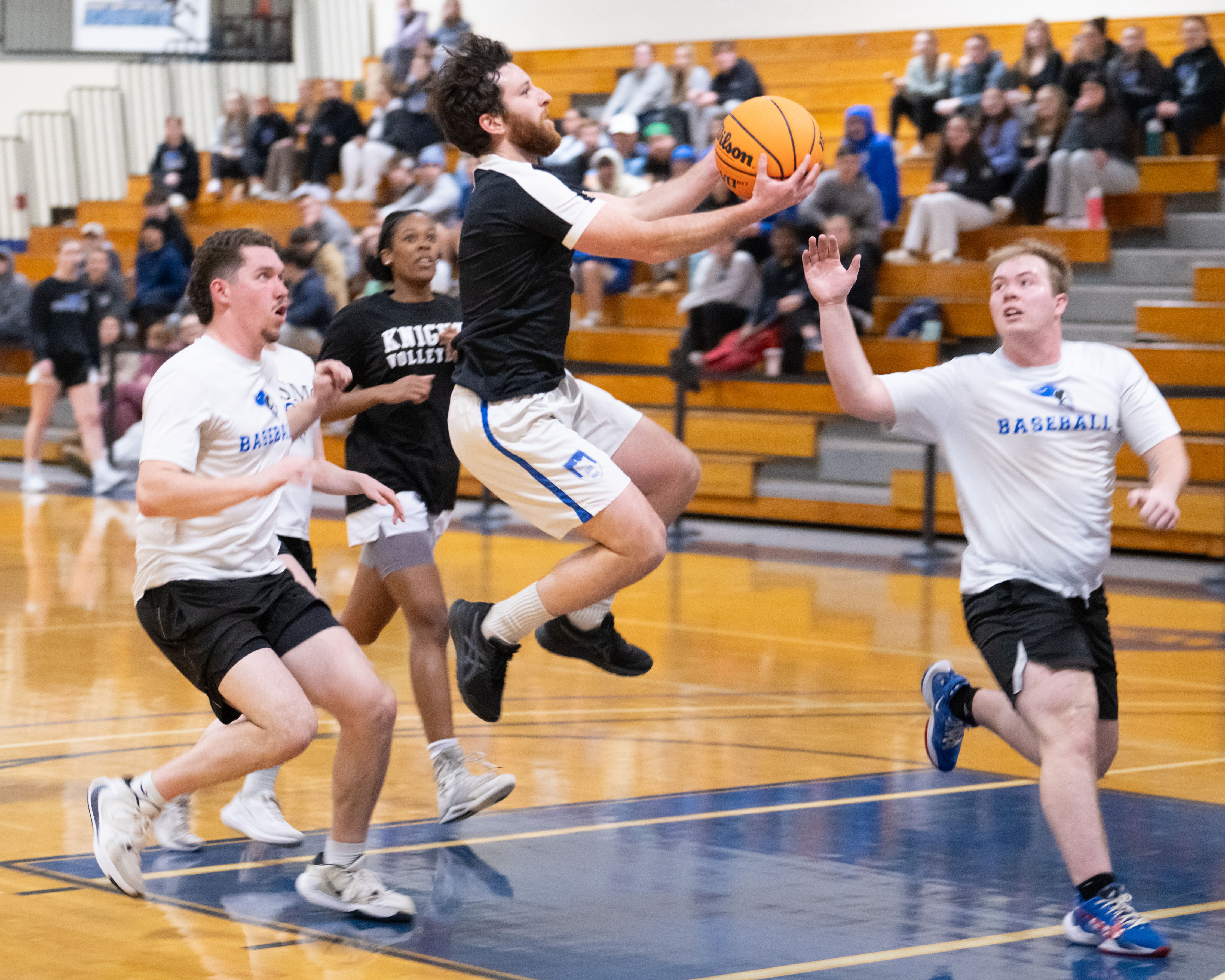 Students playing basketball